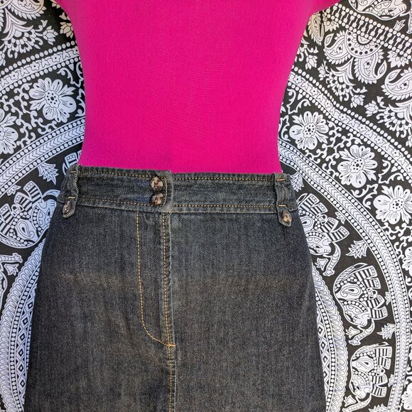 Ann Taylor Dark Denim Midi Skirt Sz 12 - Picture 3 of 7